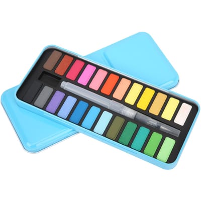 Vaste Pigment DIY 24 Verschillende Kleuren Kunstverf met 1 Penseel voor Studenten Aquarel Graffiti Schilderen
