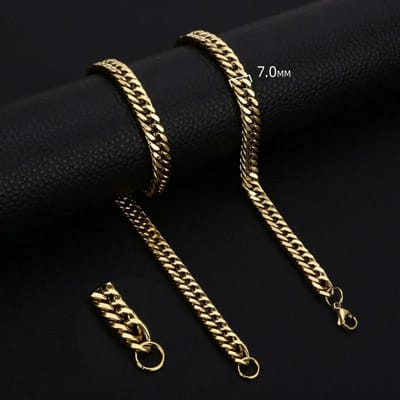 Aramat Jewels | Halskettingen | RVS Curb Gourmetketting Goudkleurig – Stoere Schakelketting Staal Unisex | 75cm / 4mm |75cm | | Staal | Volwassenen | Verkleurd niet
