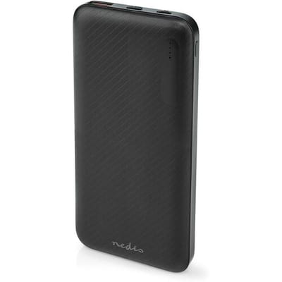 Nedis Compacte Powerbank 10000 mAh – 18W Snellader – Noodpakket – USB-A & USB-C – Universeel voor Smartphones, Tablets & Gadgets – LED Indicator – Zwart