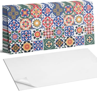 Coloray Plaktegels - Mozaïekpatronen in rijen Wandtegel Zelfklevend - 60 cm x 30 cm - Rood Plaktegels - 6 stuks - Rechthoek PVC Tegels - Plaktegels Keuken - Zelfklevende Vloertegels Badkamer - Vinyl Tegels - Zelfklevende Wandtegels