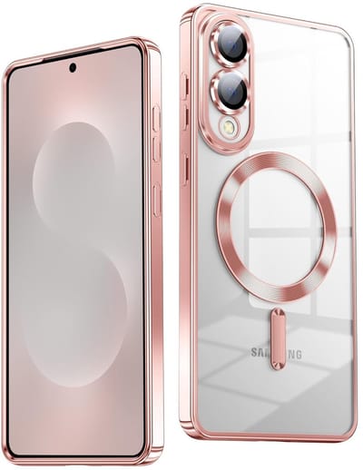 Hoesje Geschikt voor Samsung S25 Edge Hoesje Rose Goud - Geschikt voor MagSafeTelefoonhoesje - soft siliconen Backcover