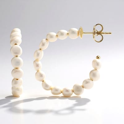 Cavill - Zilveren oorbellen - 925 Sterling Zilver Verguld - Witte Zoetwaterkweekparels Fancy Slijpsel - Luxe & Elegante Pareloorbellen Dames