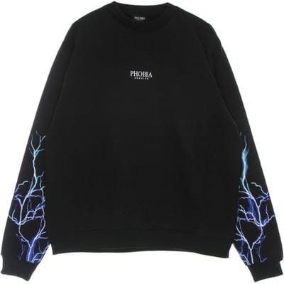 Lightning Crewneck lichtgewicht herensweatshirt met ronde hals Zwart/blauw/lichtblauw