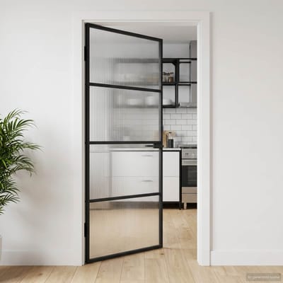 vidaXL - Huisdeur - 102 - x - 201,5 - x - 3,5 - cm - Aluminium - en - Gehard - Glas