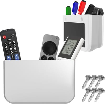 Dailygoods - Magnetische afstandsbedieninghouder - Opvouwbaar - Wandbevestiging - Wit - Penshouder - Praktisch voor thuis en op kantoor - 2 stuks