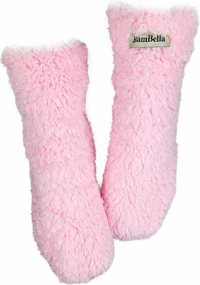 BamBella® - Teddy sokken - maat 35 t/m 41 - Warme winter fluffy dames huissokken antislip Roze