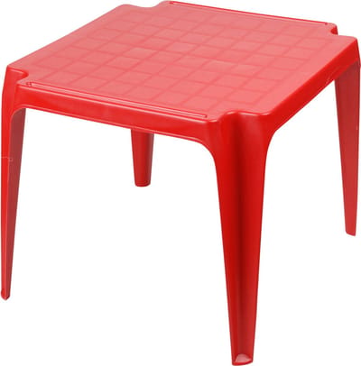 Sunnydays Kindertafel - rood - kunststof - buiten/binnen - L56 x B51 x H44 cm - Bijzettafels