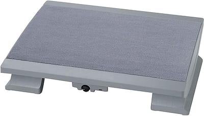 Famanu – Maulpro voetensteun, 45 x 39 cm, verwarmbare, in hoogte verstelbare, antislip voetsteun voor thuiskantoor en kantoor, grote ruimte voor comfort op de werkplek, GS-markering, grijs