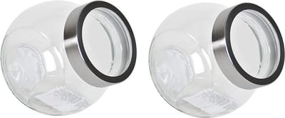 Gerimport Snoeppot/voorraadpot 1500 ml - 2x - glas - 17 x 13 x 16 cm - transparant