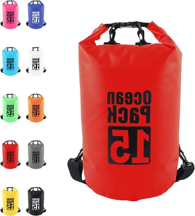 Waterdichte Dry Bag 15L met Roltop en Verstelbare Schouderband voor Boot, Kajak en Camping - Ideaal voor Vissen, Zwemmen en Raften