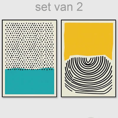 Allernieuwste 2-Delig Canvas Schilderij Abstract Modern Geometrisch - Modern - Set 2x 50x70cm - Kleur