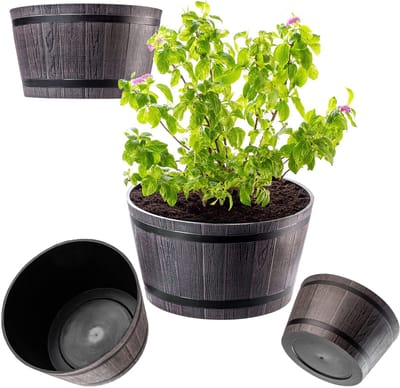 KADAX Bloempot, plastic bloemenbak, ronde plantenbak, voor binnen en buiten, plantenbak voor bloemen, huis, tuin, balkon, terras, weerbestendig (diameter 40 cm, bruin)