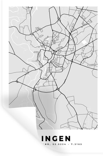 Muurstickers - Sticker Folie - Lingen - Plattegrond - Stadskaart - Kaart - Duitsland - 20x30 cm - Plakfolie - Muurstickers Kinderkamer - Zelfklevend Behang - Zelfklevend behangpapier - Stickerfolie