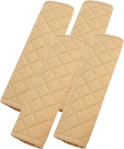 Comfortabele Schouderpads voor Autogordel - 2 Paar Reiskussen voor Veiligheid en Ondersteuning - Beige Seatbelt Cushion