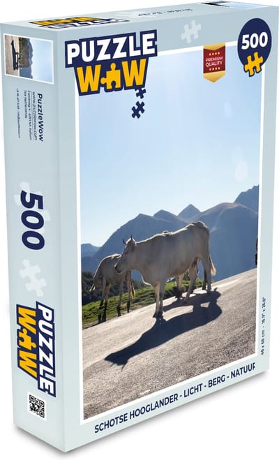 Puzzel Schotse hooglander - Licht - Berg - Natuur - Legpuzzel - Puzzel 500 stukjes