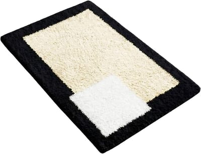 Zachte Microvezel Badmat, Absorberend en Antislip, Wasbare Douchemat met Flocking Technologie, 40 x 60 cm, Zwart en Wit, Ideaal voor Badkamer en Toilet