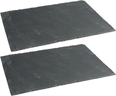 Secret de Gourmet Serveerplankje voor hapjes/fingerfood - 2x - 30 x 40 cm - Leisteen - borrelplank - tapasplank - kaasplank
