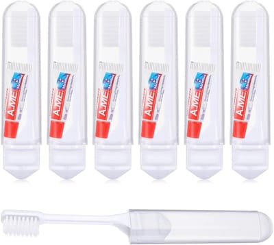 6 Stuks Reis-Tandenborstel met Tandpasta - Inklapbare en Draagbare Tandenborstel voor Onderweg, Camping en Reizen