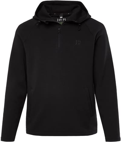 JAY-PI - Heren - Sweat-troyer fitness capuchon ritskraag - Zwart - Maat 3XL