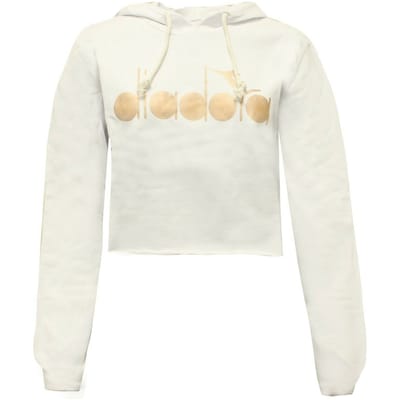 Diadora Cropped Witte Hoodie voor Vrouwen