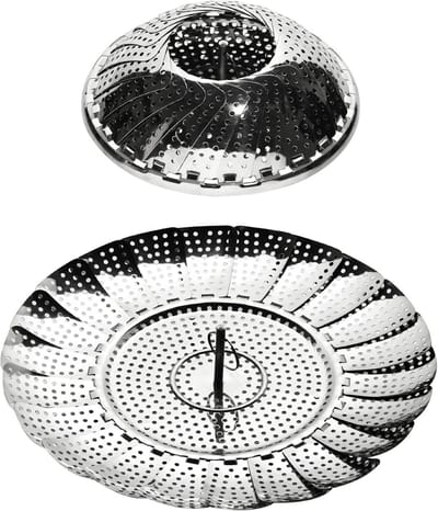 Premier Housewares opvouwbare stoomkoker, 28 cm, roestvrij staal, zilver, 28 x 28 x 7