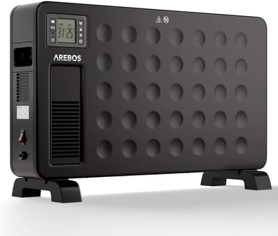 AREBOS Convector 2300 W - Elektrische kachel met 3 warmtestanden - Convectorkachel - Mobiele elektrische kachel energiebesparing - Stille verwarming - Mobiele elektrische ventilatorkachel - zwart