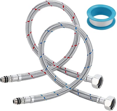 Dailygoody - Aansluitslang armatuur - Kraanslangverlenging 80 cm - Roestvrij staal - Flexibele slang - Verlenging voor mengkraan - Geschikt voor diver