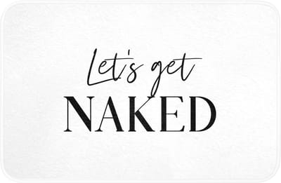 WC mat 60x40 cm - Antislip - Quotes - Let's get naked - Wit - Spreuk - Toiletmat - Vloermat - Douchemat - Toilet tapijt - Toiletmatten