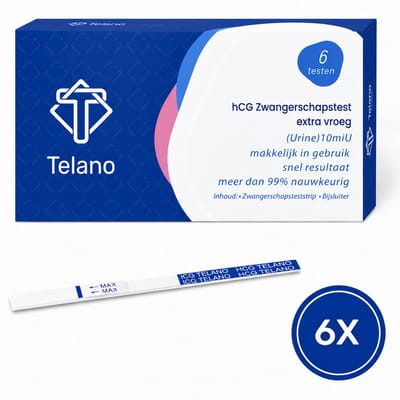 Telano Zwangerschapstest Extra Vroeg 6 stuks Dipstick - Zwangerschapstesten 6 Dagen Eerder - Extra Gevoelige Strip van 4 mm