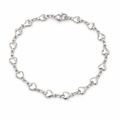 Stalen zilverkleurige damesarmband met kleine hartjes 19,5 cm