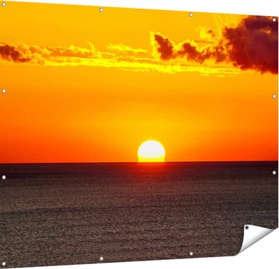 Gards Tuinposter Oranje Zonsondergang in de Oceaan - 150x120 cm - Tuindoek - Tuindecoratie - Wanddecoratie buiten - Tuinschilderij