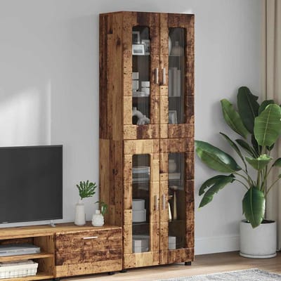 vidaXL - Highboard - FLORIN - 60 - x - 35 - x - 182 - cm - Oudhout - Bewerkt - hout