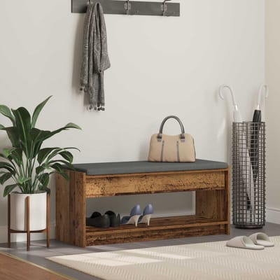 vidaXL - Hallenbank - Oudhout - 103 - x - 38 - x - 45 - cm - Geengineerd - Hout - en - Stof