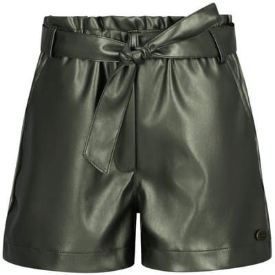 Like Flo - Fay-Linn Flo girls fake leather short with shell belt army - Army - Maat 110