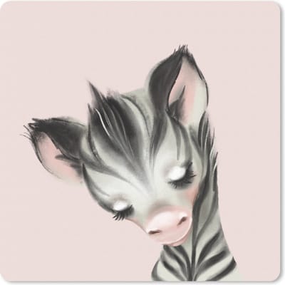 Muismat 20x20 cm - Mousepad Zebra - Kinderen - Roze - Muismatten