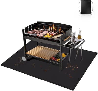 Famanu – Grillmat vloerbescherming - opvouwbare vuurvaste onderlegger - hittebestendige - waterdichte grillmat voor gasgrill - grilltapijt van siliconen glasvezel voor vuurplaats - vloer - open haarden en gazon (165
