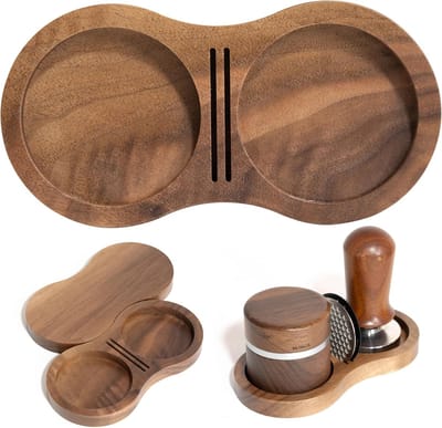 Tamper Houder - Barista Accessoire - Espresso Bereiding - Universele Pasvorm - 51 53 58mm - Walnoot