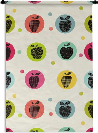 Wandkleed - Wanddoek - Appel - Stippen - Patroon - 60x90 cm - Wandtapijt