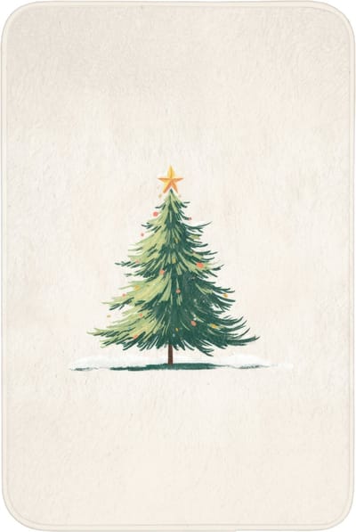 Badmat 60x90 cm - Antislip - Kerstboom - Illustratie - Ster - Sneeuw - Badmatten voor badkamer - Badkamermat - Douchemat - Badkamer mat