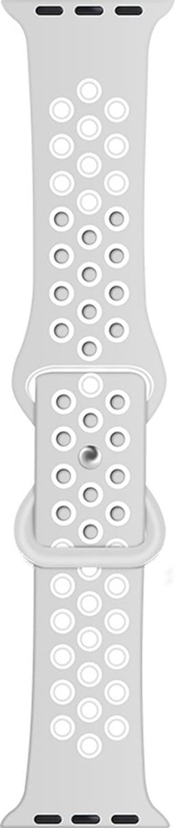 Siliconen bandje - geschikt voor Apple Watch 1/2/3/4/5/6/7/8/9/10/11/ SE (1,2,3) met maat 38 mm / 40 mm / 41 mm en 42 mm (Watch 10/11) - grijs-wit