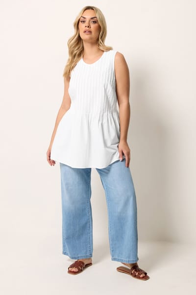 Yours Witte Geplooide Peplum Camitop Size 42
