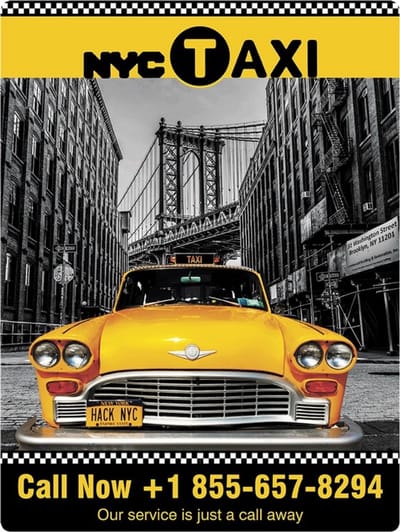 Signs USA - retro wandbord - dibond - New York Taxi Brooklyn - 33 x 44 cm