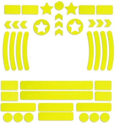 Somstyle 42x Reflecterende Stickers - Voor Fiets, Helm, Buggy & Auto - Geel