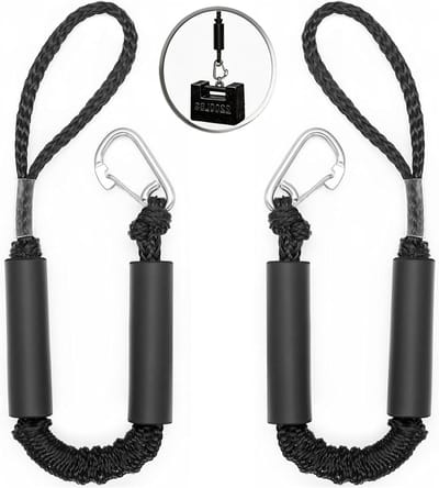 Bungee Dock Lijnen - Boot Touw Meertouw - Boot Beveiligen - Schokabsorberend Ontwerp - 2 Voet - Zwart