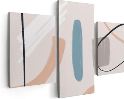 Artaza Canvas Schilderij Drieluik Abstracte Kunst - Scandinavische Style - 90x60 cm - Wanddecoratie Woonkamer - Schilderijen - Muurdecoratie