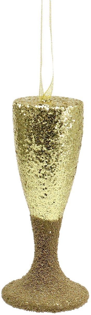 Champagne glas hanger licht goud oudejaarsavond decoratie 15cm 3st