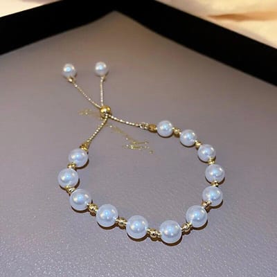 Elegante Parelarmband Barok Gesimuleerde Parel Vrouwen Armband Bangles Dames Mode Charme Sieraden Voor Verjaardagsfeestje Geschenken wit