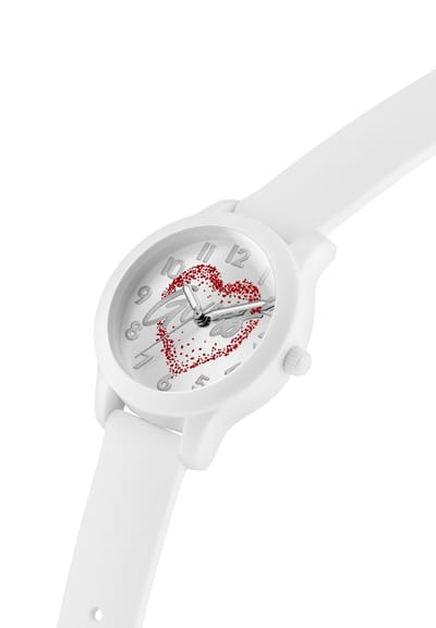 Guess Hillary Quartz Analoog Horloge Wit Kast Gemaakt Van 100% Biogebaseerd Nylon En Een Armband Van 100% Siliconen 32 GK0017L1