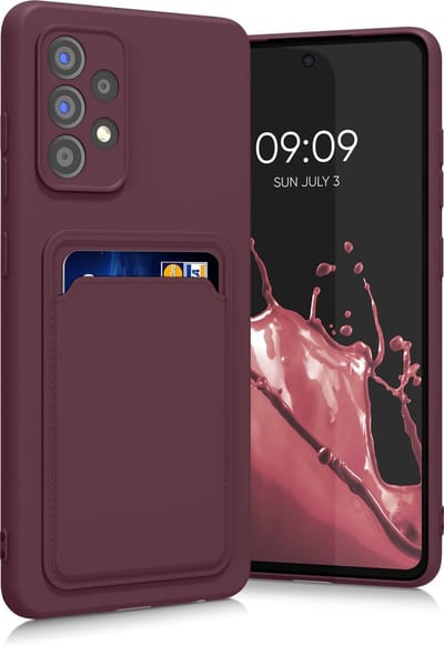 kwmobile telefoonhoesje geschikt voor Samsung Galaxy A52 / A52 5G / A52s 5G - Hoesje met pasjeshouder - TPU case in wijnrood