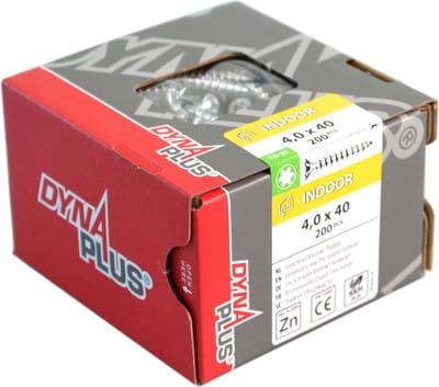 Dynaplus - Unischroef - Torx 20 Cilinderkop - 4x35mm - Verzinkt - Voldraad (200 stuks)